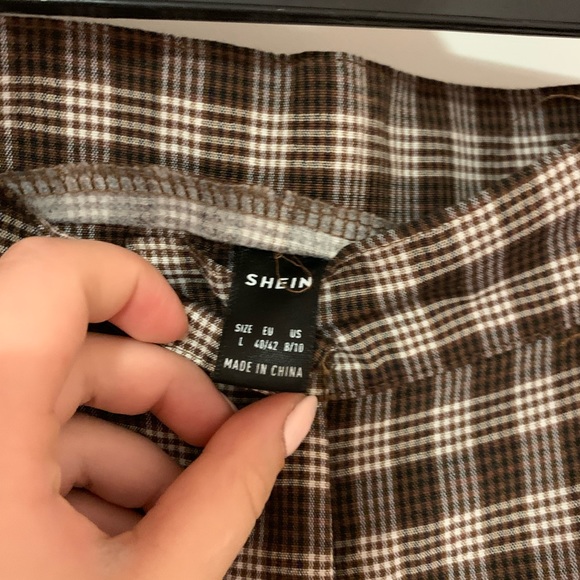 Brown Plaid Wide Leg Pants - Picture 4 of 8